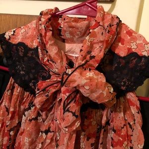 Anna Sui sheer and lace sleeveless swing top sz. S